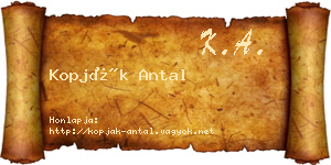 Kopják Antal névjegykártya